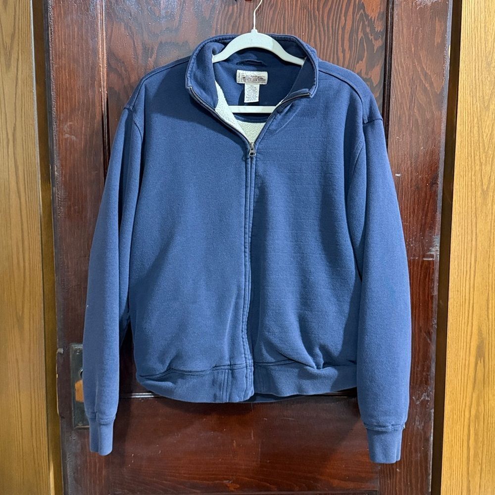 LL. Bean Men's Large Jacket Fleece Lined Full Zip Workwear Rugged Katahdin Blue